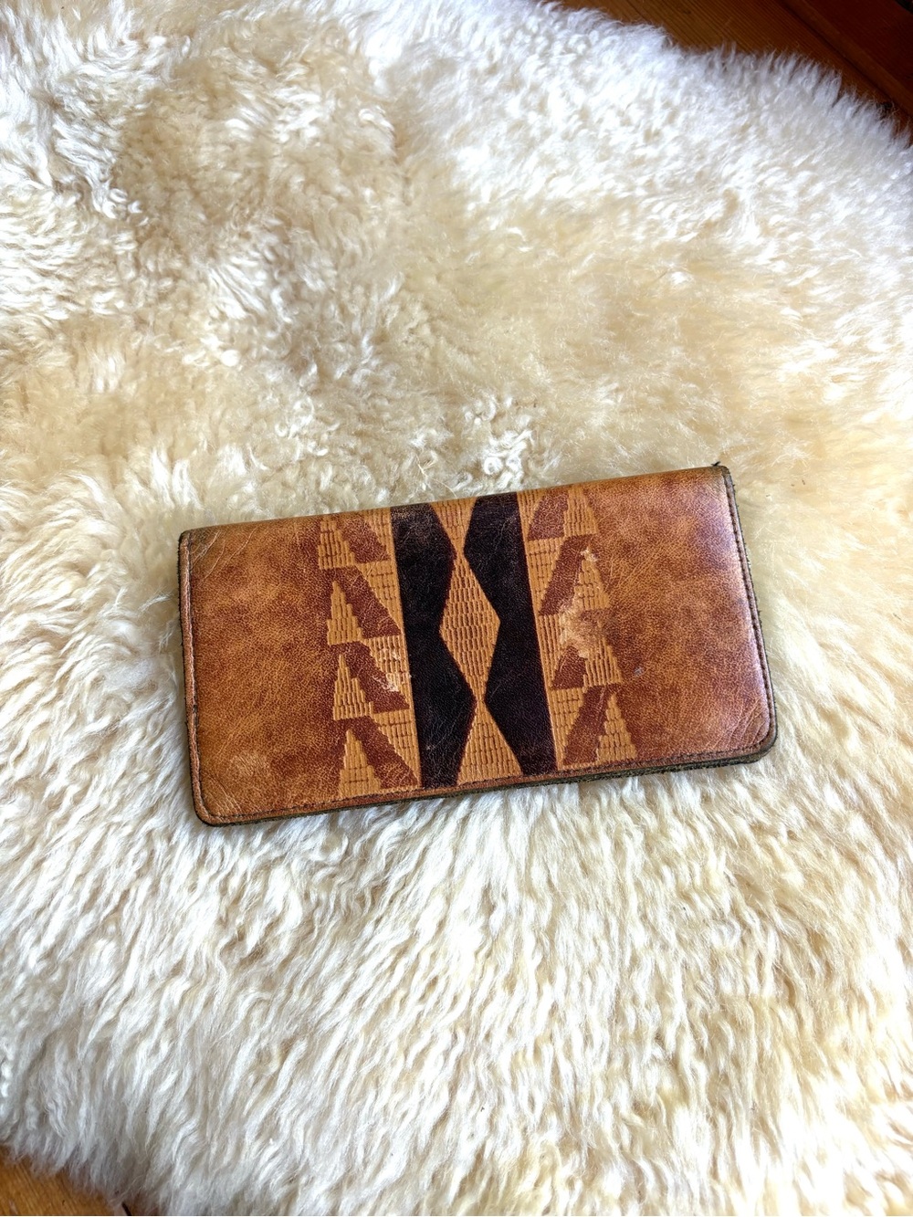 Vintage Southwestern Leather Checkbook Cover/Wallet